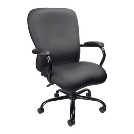 Boss Office Products Boss Big and Tall Executive Chair with Arms - Vinyl - High Back - Black B990-CP